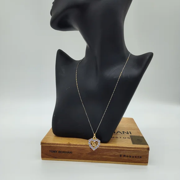 DIOR Gold Heart Logo Pendant Lavender Crystal Galliano Era Y2K Vintage - Picture 5 of 5